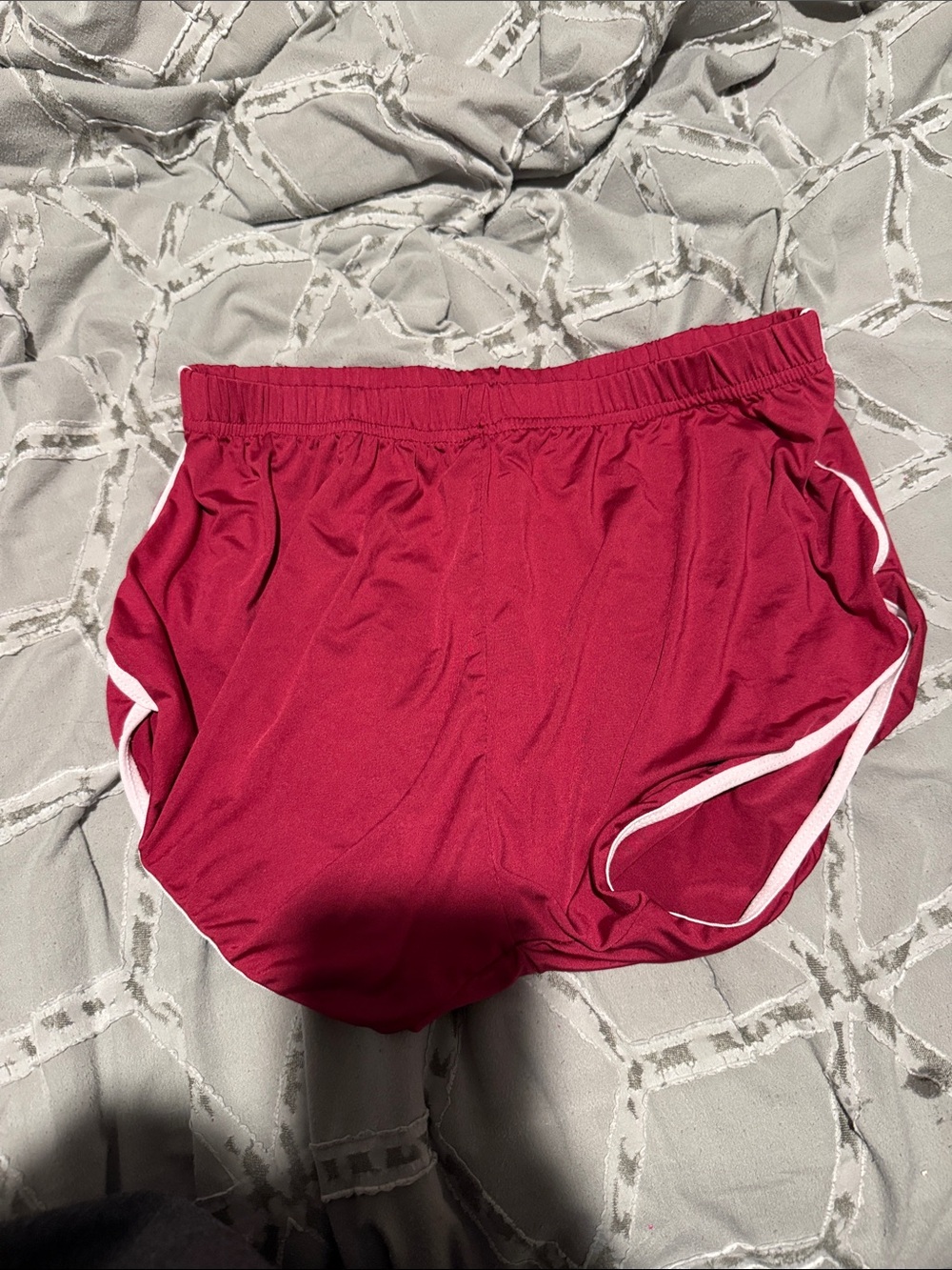 Men's Athletic Running Shorts in Burgundy with White Trim